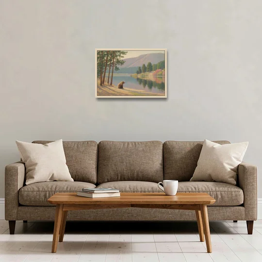 Iconic Big Bear Lake View - Oak Framed Canvas Wall Art - Sofa - 24x16