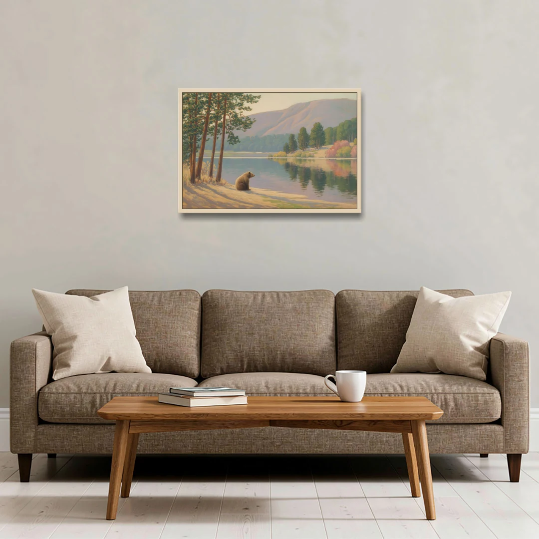 Iconic Big Bear Lake View - Oak Framed Canvas Wall Art - Sofa - 30x20