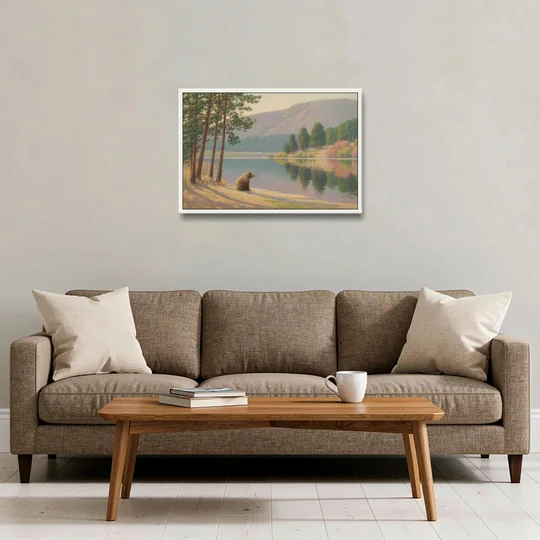 Iconic Big Bear Lake View - White Framed Canvas Wall Art - Sofa - 30x20