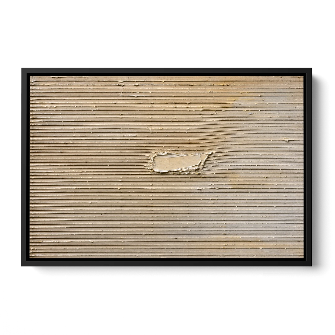 Impasto Wall Art of Combed Plaster Ridges - Black Framed Canvas Wall Art - Front