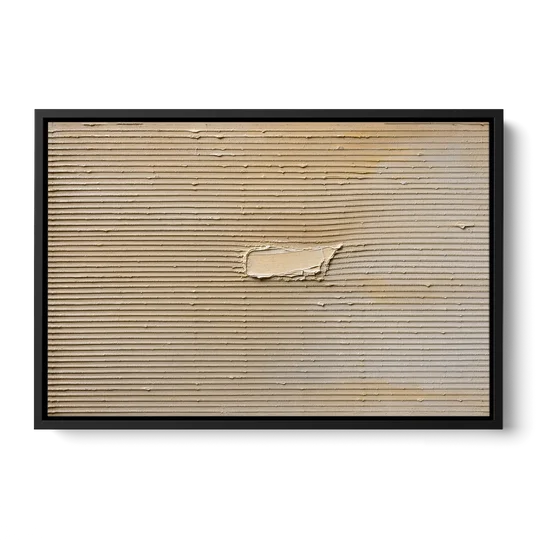 Impasto Wall Art of Combed Plaster Ridges - Black Framed Canvas Wall Art - Front