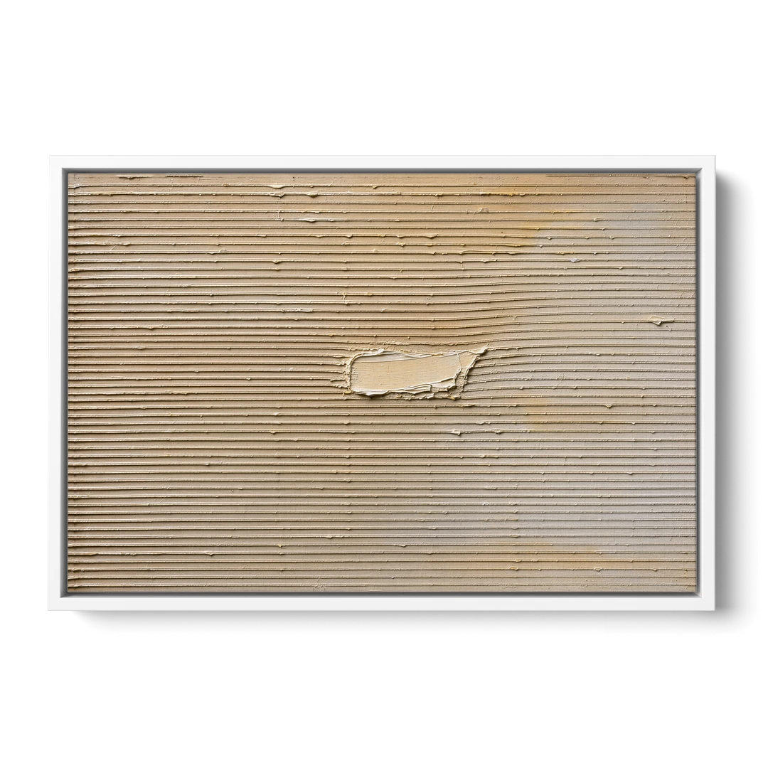 Impasto Wall Art of Combed Plaster Ridges - White Framed Canvas Wall Art - Front