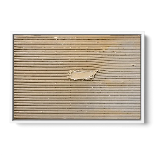 Impasto Wall Art of Combed Plaster Ridges - White Framed Canvas Wall Art - Front