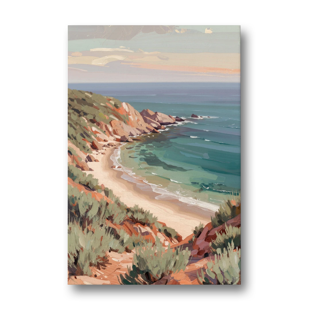 Impressionist Beach Painting of a Clifftop Cove - Canvas Wall Art - Front