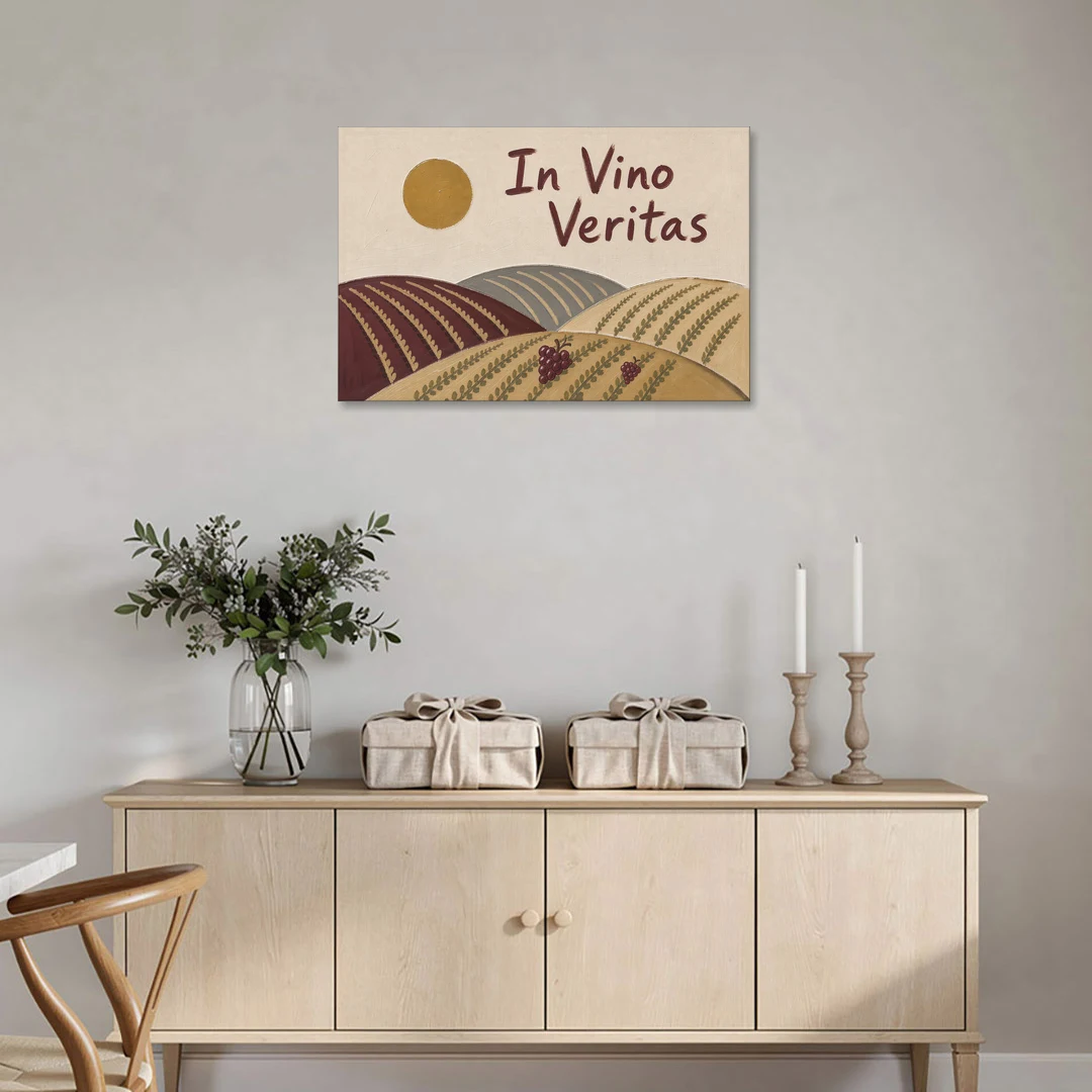 In Vino Veritas Vineyard Hills Under a Gold Sun - Canvas Wall Art - Coffee Table - 36x24