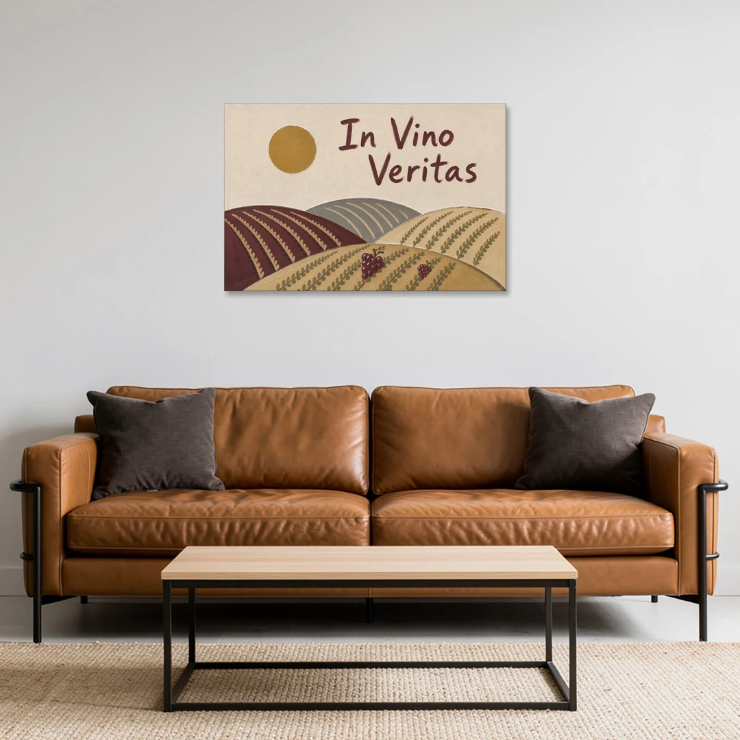 In Vino Veritas Vineyard Hills Under a Gold Sun - Canvas Wall Art - Sofa - 36x24