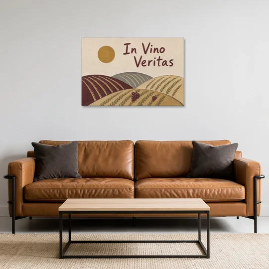 In Vino Veritas Vineyard Hills Under a Gold Sun - Canvas Wall Art - Sofa - 36x24
