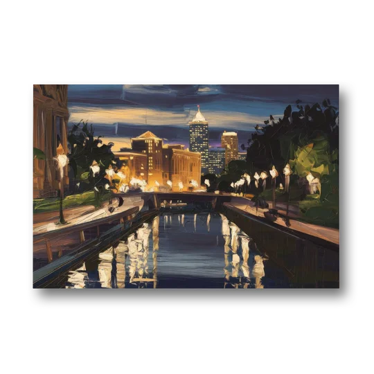 Indianapolis Canal Walk View - Canvas Wall Art - Front