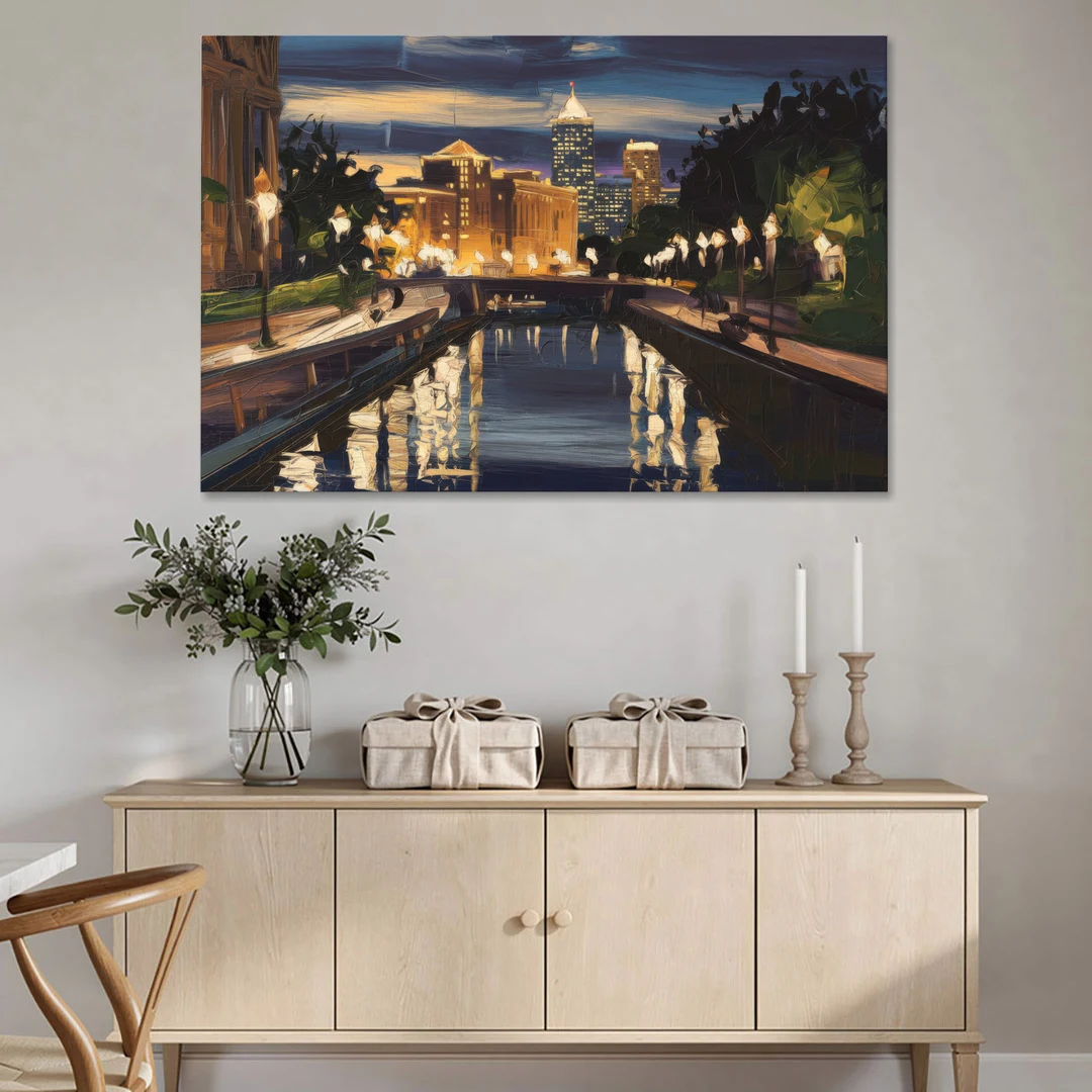 Indianapolis Canal Walk View - Canvas Wall Art - Coffee Table - 60x40