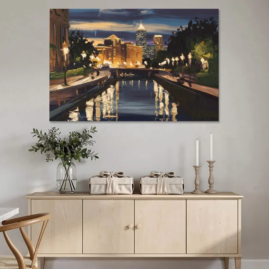 Indianapolis Canal Walk View - Canvas Wall Art - Coffee Table - 60x40
