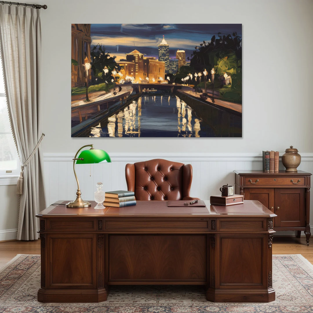 Indianapolis Canal Walk View - Canvas Wall Art - Office - 60x40