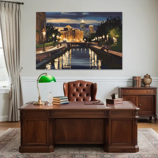 Indianapolis Canal Walk View - Canvas Wall Art - Office - 60x40