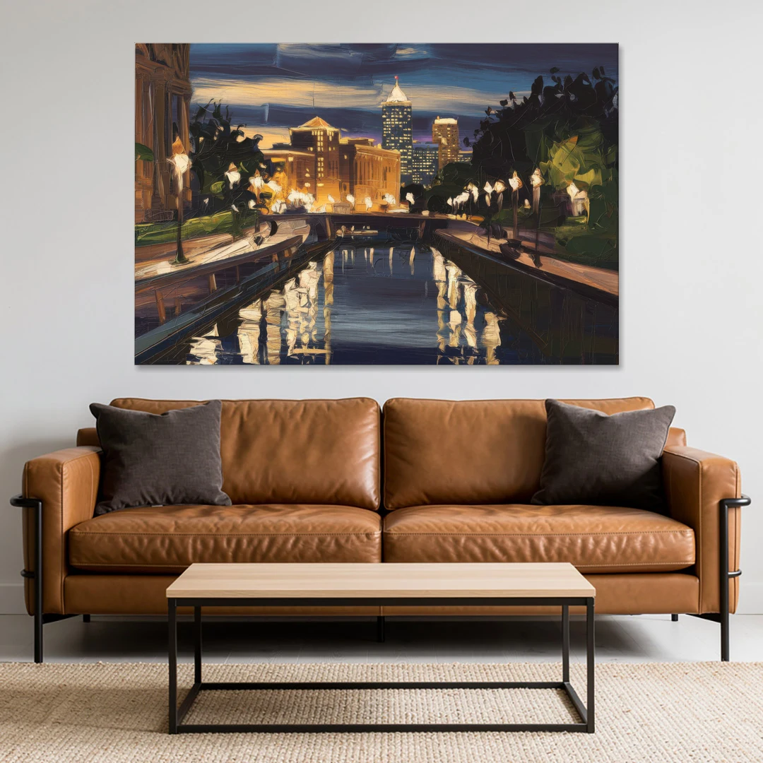 Indianapolis Canal Walk View - Canvas Wall Art - Sofa - 60x40