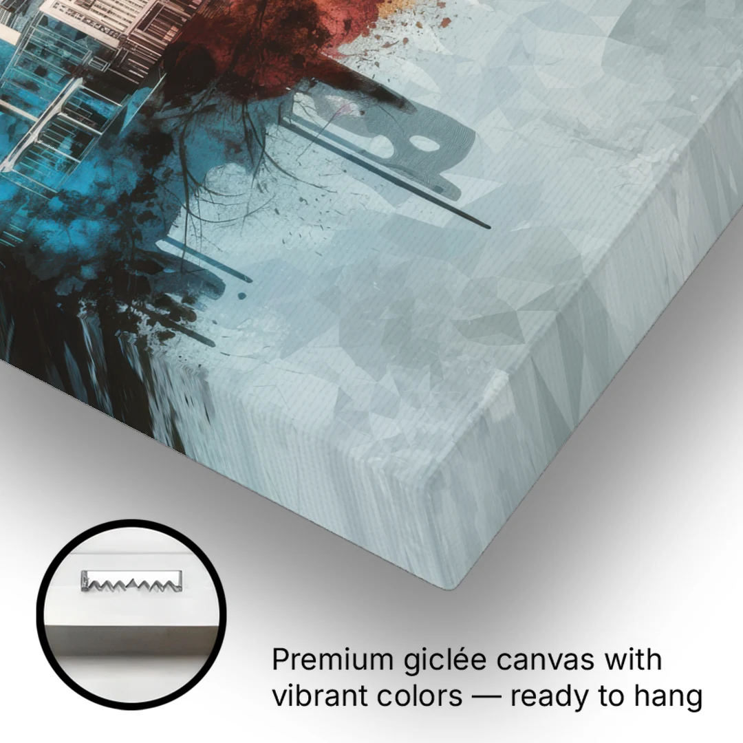 Indianapolis Cityscape in Watercolor - Canvas Wall Art - Gallery Wrap Corner