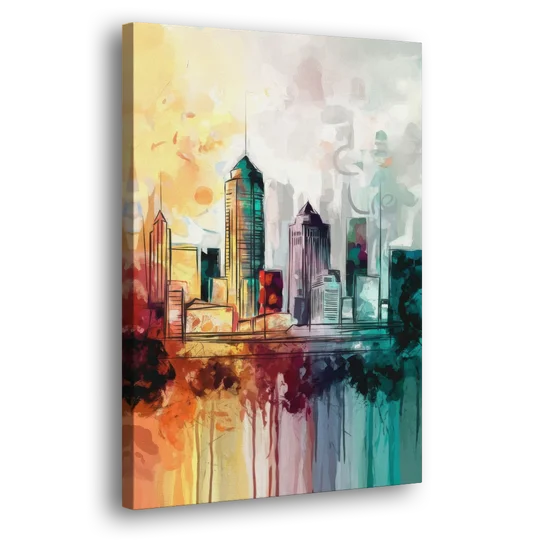 Indianapolis Downtown Skyline - Canvas Wall Art - Side