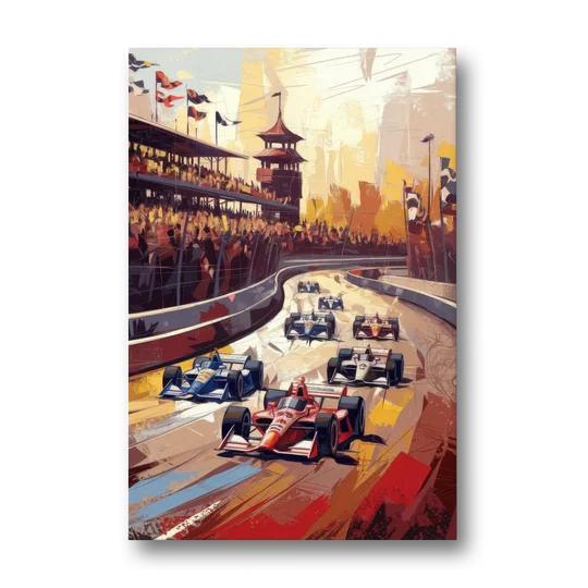 Indianapolis Motor Speedway Racing Scene - Canvas Wall Art - Front