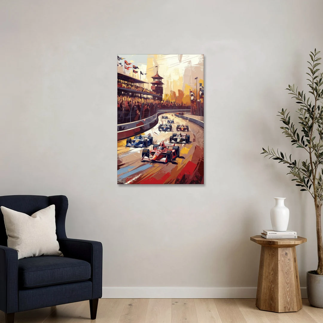 Indianapolis Motor Speedway Racing Scene - Canvas Wall Art - Sofa - 24x36