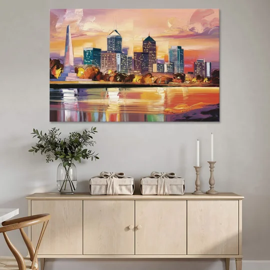 Indianapolis Skyline At Sunset - Canvas Wall Art - Coffee Table - 60x40