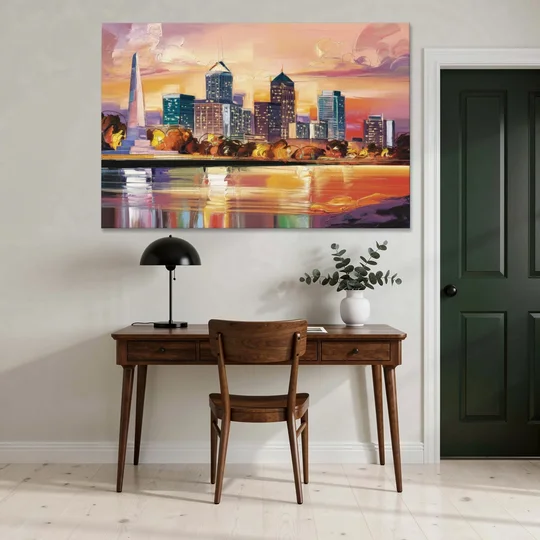 Indianapolis Skyline At Sunset - Canvas Wall Art - Office - 60x40