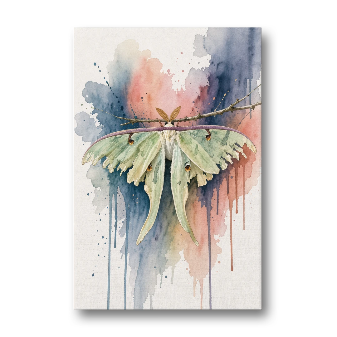 Insect Wall Art with a Luna Moth at Dusk - Canvas Wall Art - Front