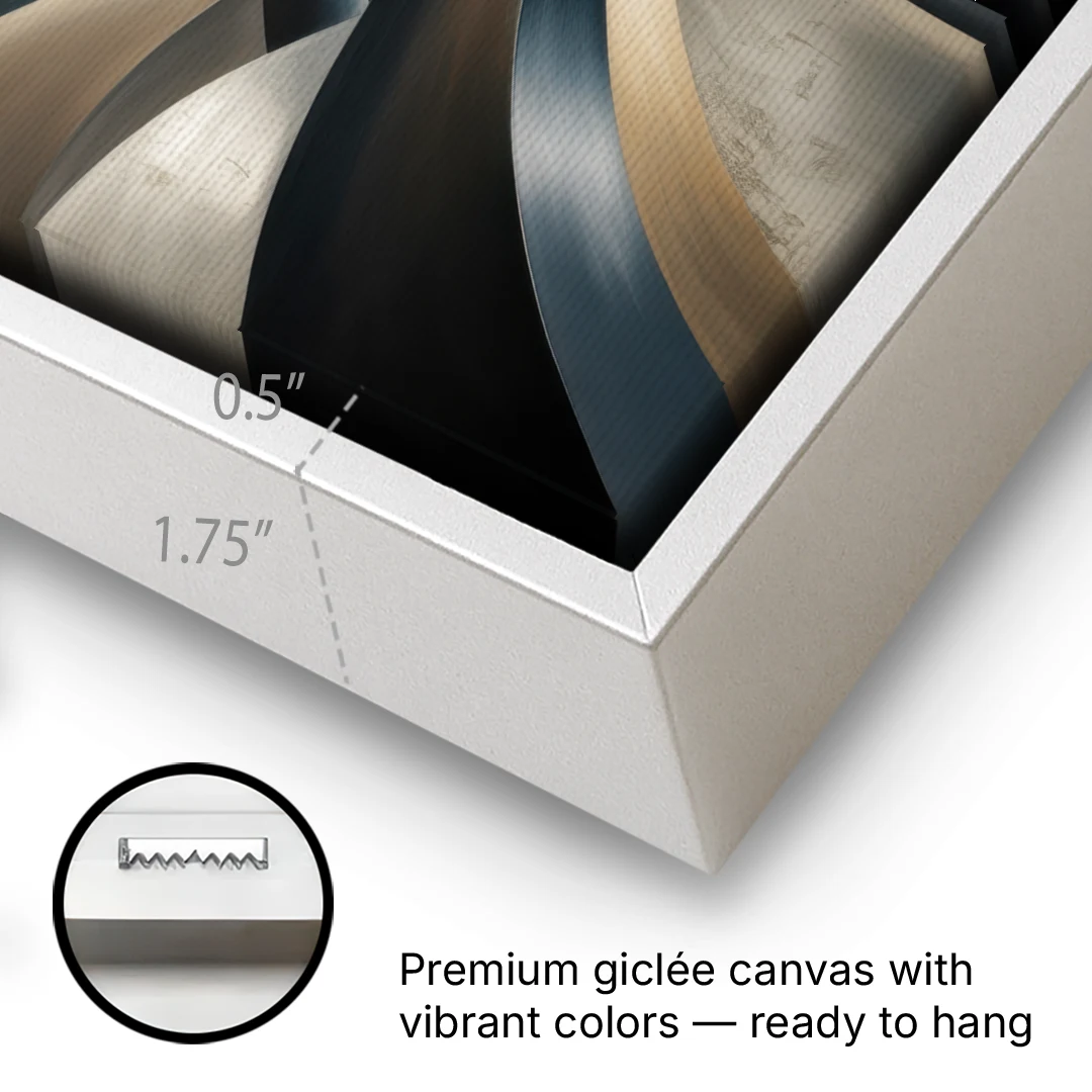 Intertwined Elegance Black and Grey Abstract - White Framed Canvas Wall Art - Gallery Wrap Corner