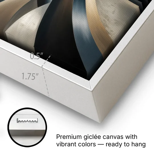 Intertwined Elegance Black and Grey Abstract - White Framed Canvas Wall Art - Gallery Wrap Corner
