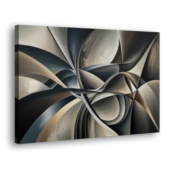 Intertwined Elegance Black and Grey Abstract - Canvas Wall Art - Side