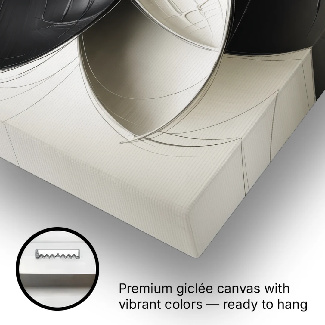 Intertwined Geometric Sophistication Black and White Abstract - Canvas Wall Art - Gallery Wrap Corner