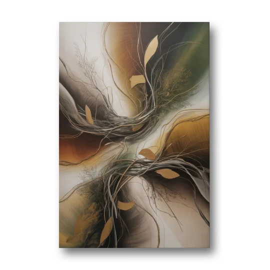 Intertwined Organic Harmony Brown Abstract - Canvas Wall Art - Front