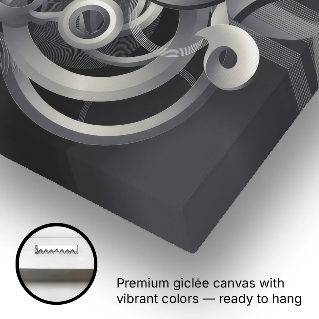 Interwoven Serenity Grey and White Abstract - Canvas Wall Art - Gallery Wrap Corner