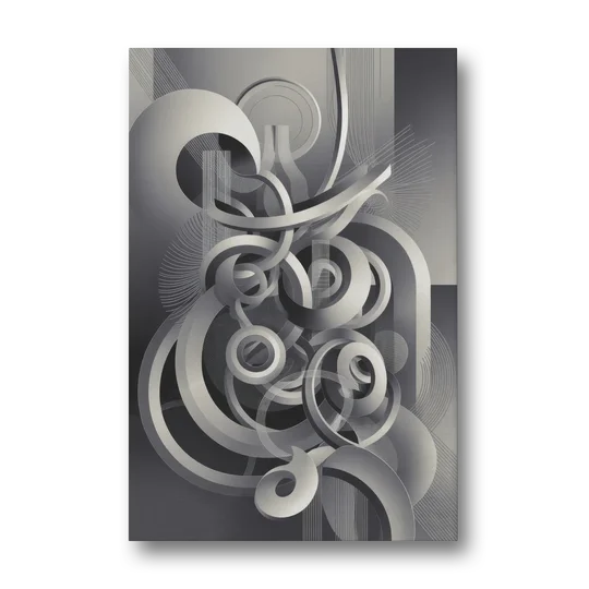 Interwoven Serenity Grey and White Abstract - Canvas Wall Art - Front