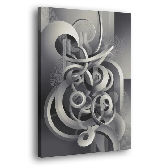 Interwoven Serenity Grey and White Abstract - Canvas Wall Art - Side