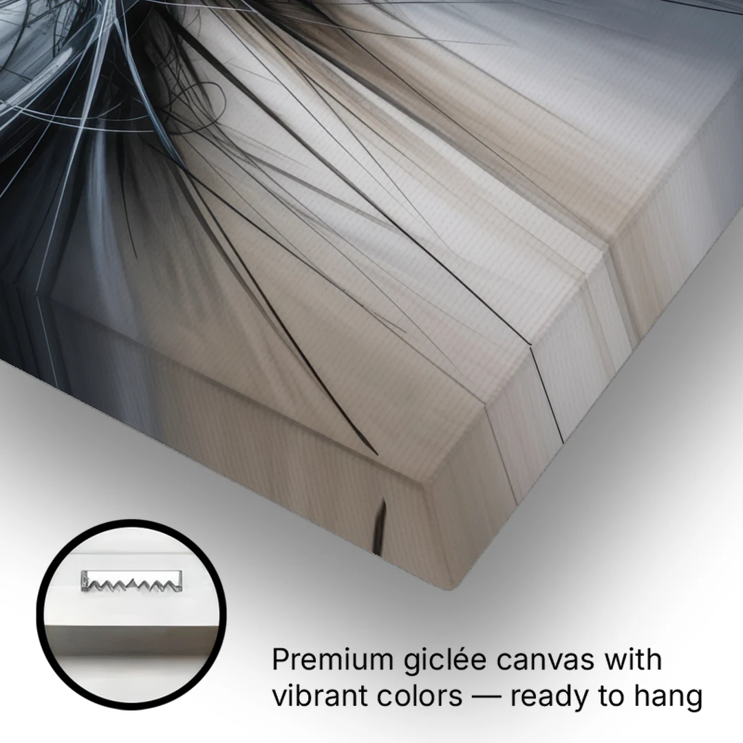 Interwoven Shadows Black and Grey Abstract - Canvas Wall Art - Gallery Wrap Corner