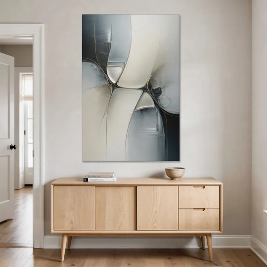 Intricate Harmony Grey and White Abstract - Canvas Wall Art - Coffee Table - 40x60