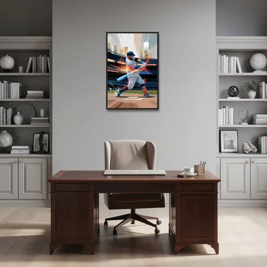Irvine Baseball Dreams - Black Framed Canvas Wall Art - Office - 24x36