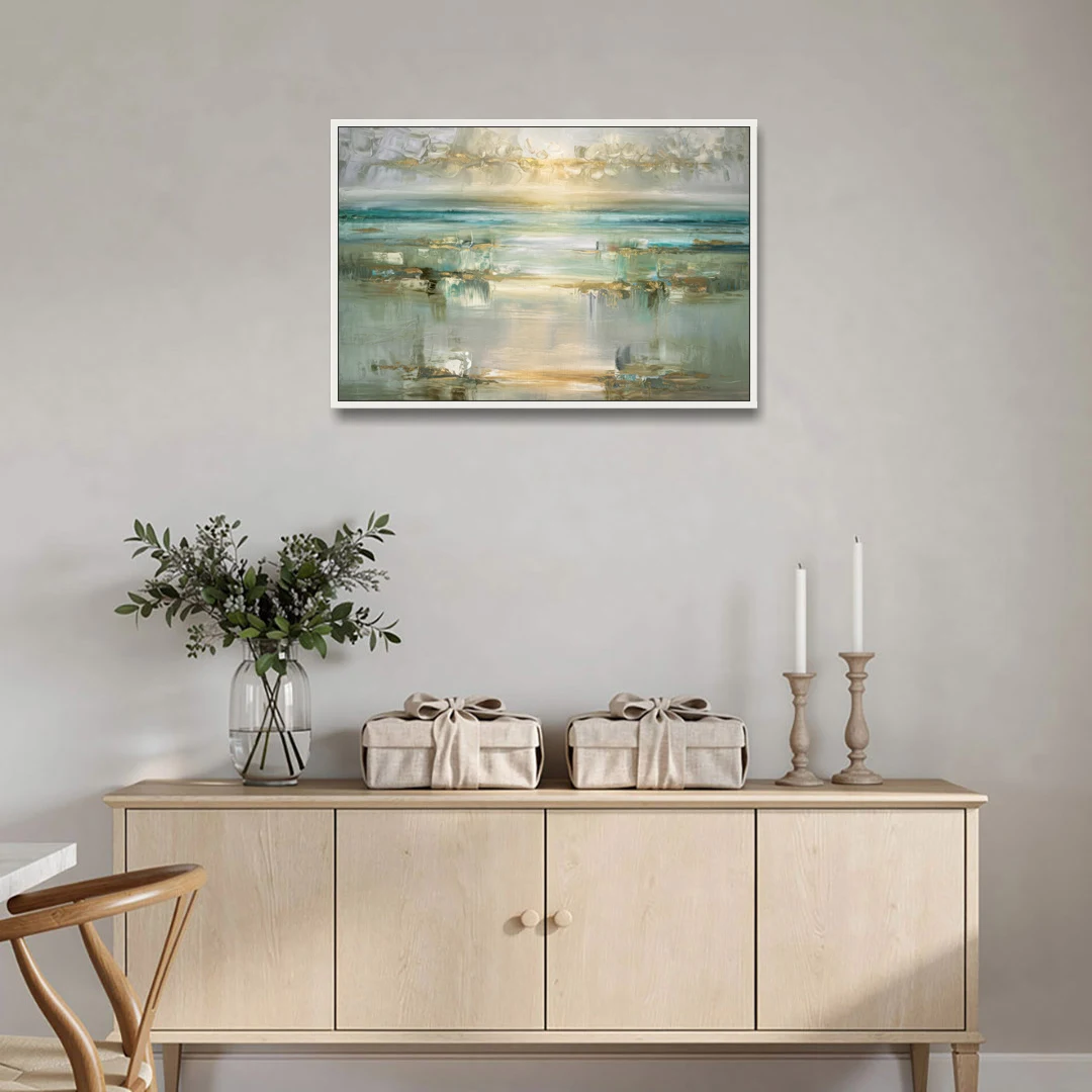 Irvine Coastal Serenity - White Framed Canvas Wall Art - Coffee Table - 36x24