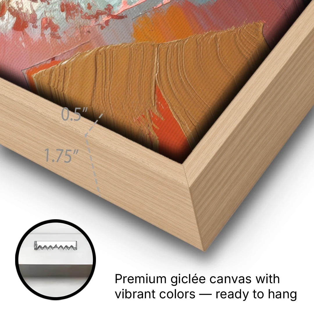Irvine Orange County Vibes - Oak Framed Canvas Wall Art - Gallery Wrap Corner