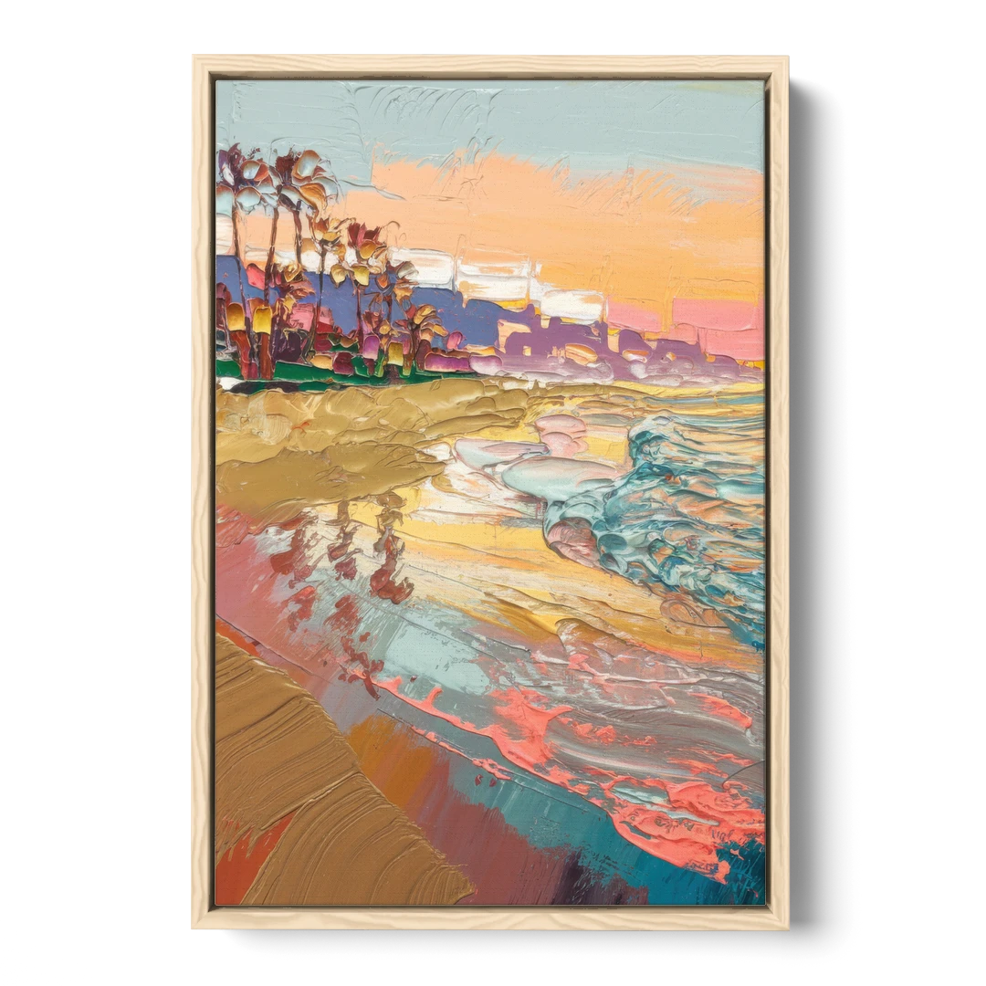 Irvine Orange County Vibes - Oak Framed Canvas Wall Art - Front