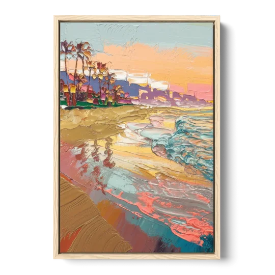 Irvine Orange County Vibes - Oak Framed Canvas Wall Art - Front
