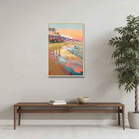 Irvine Orange County Vibes - Oak Framed Canvas Wall Art - Coffee Table - 24x36