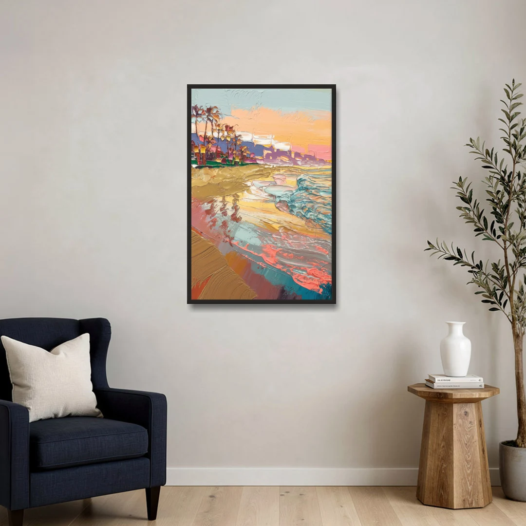 Irvine Orange County Vibes - Black Framed Canvas Wall Art - Sofa - 24x36