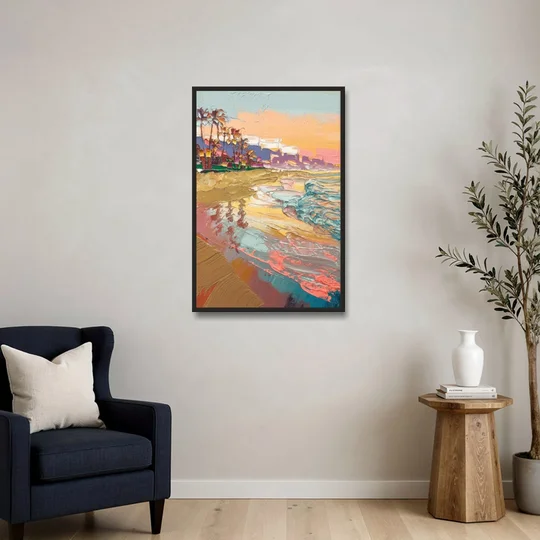 Irvine Orange County Vibes - Black Framed Canvas Wall Art - Sofa - 24x36