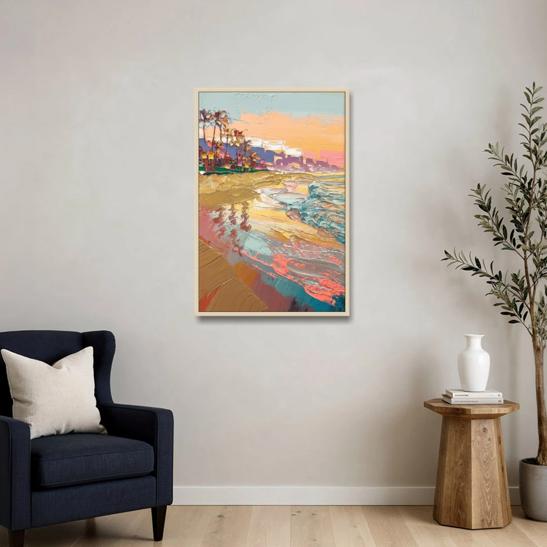 Irvine Orange County Vibes - Oak Framed Canvas Wall Art - Sofa - 24x36