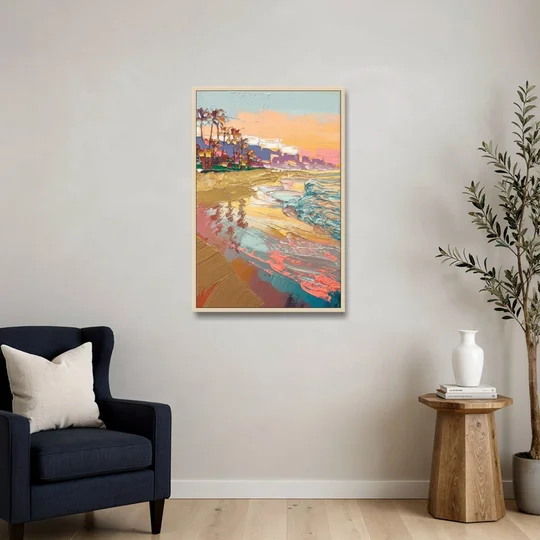 Irvine Orange County Vibes - Oak Framed Canvas Wall Art - Sofa - 24x36