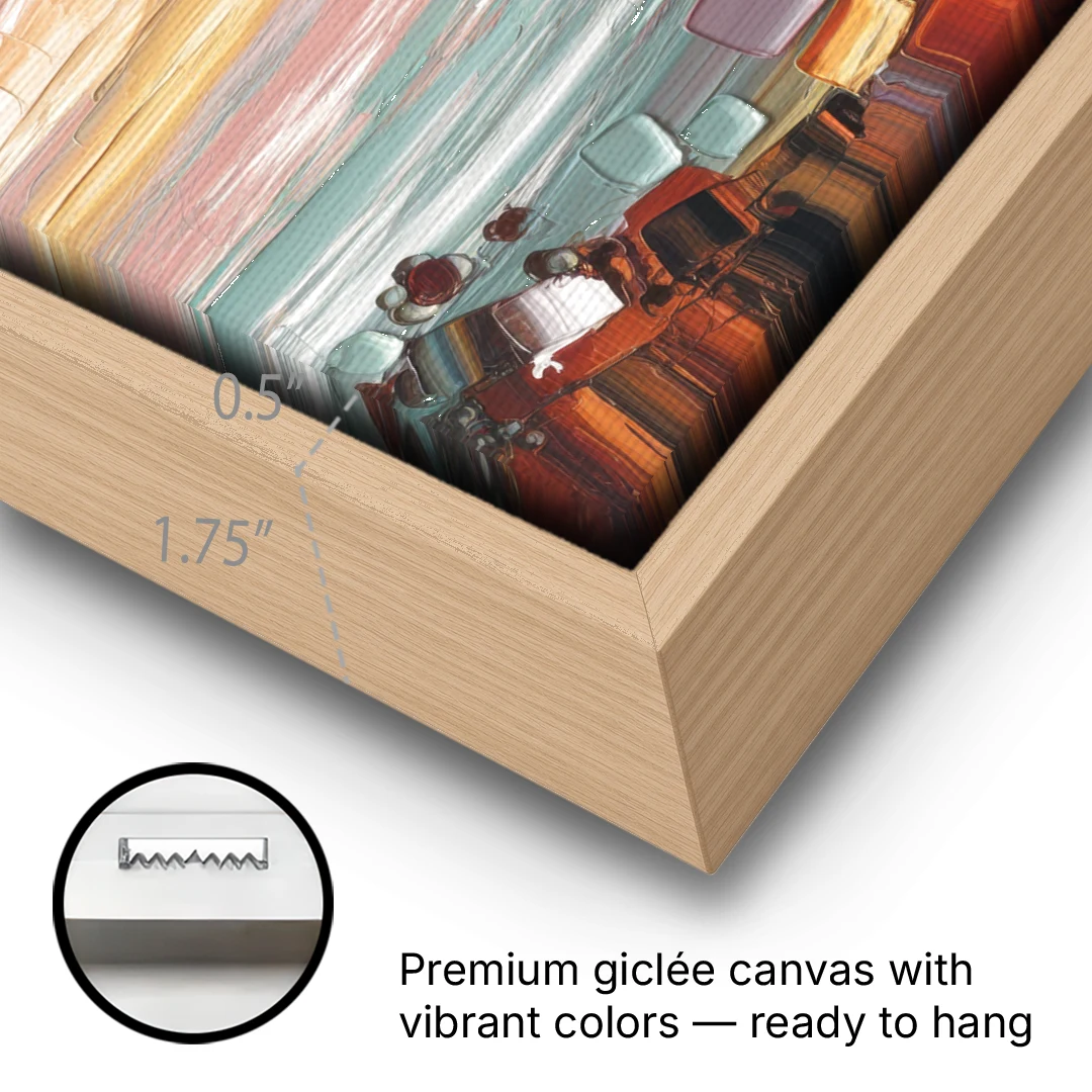 Irvine Sunset Views - Oak Framed Canvas Wall Art - Gallery Wrap Corner