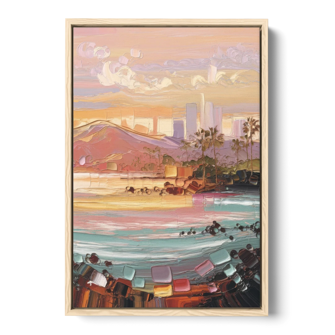 Irvine Sunset Views - Oak Framed Canvas Wall Art - Front