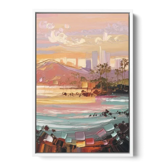Irvine Sunset Views - White Framed Canvas Wall Art - Front