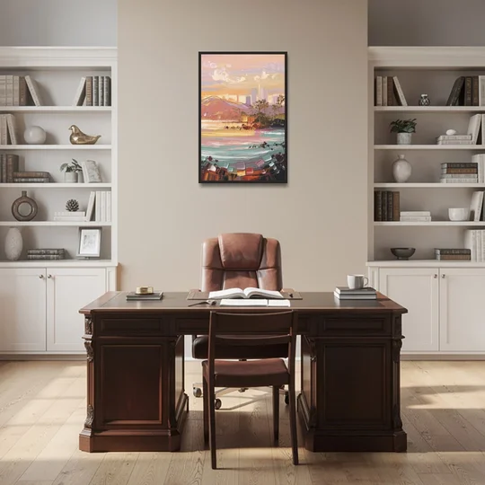 Irvine Sunset Views - Black Framed Canvas Wall Art - Office - 24x36