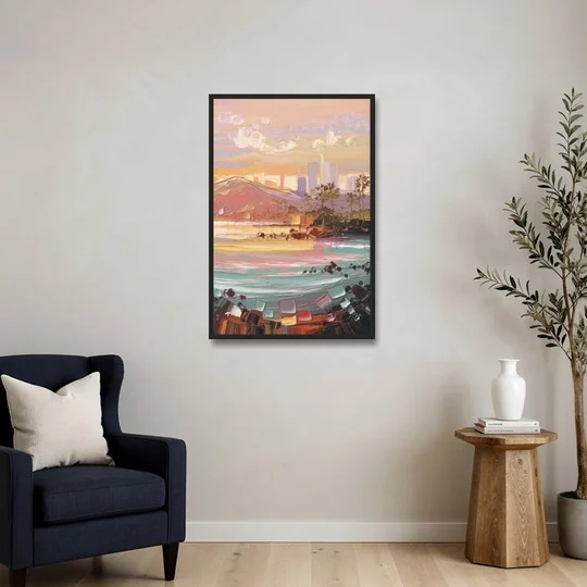 Irvine Sunset Views - Black Framed Canvas Wall Art - Sofa - 24x36