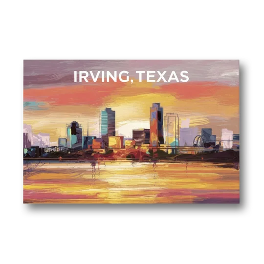 Irving Cityscape Sunset - Canvas Wall Art - Front